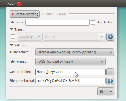 Audi Recorder Applet for Ubuntu