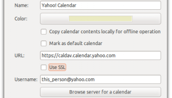 Entering info to Yahoo! calendar in Evolution