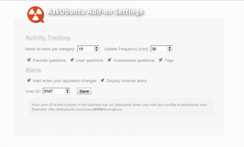 AskUbuntu addon settings