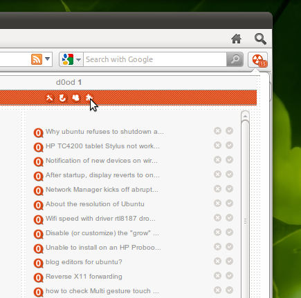 AskUbuntu extension for Opera 11 AskUbuntu extension in action on Opera 11