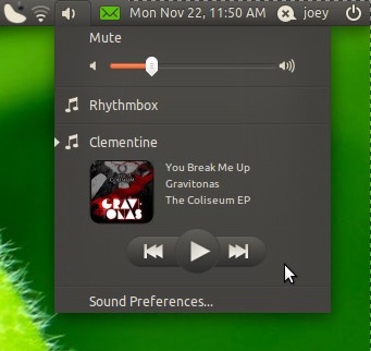 Selection_018 Clementine now uses the Ubuntu sound menu