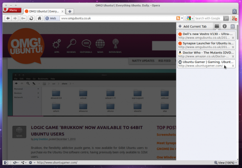 Tab Vault for Opera 11 Beta in Ubuntu