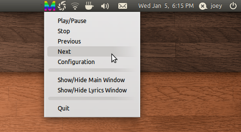 MusicMe for Linux Tray applet MusicMe for Linux Tray applet