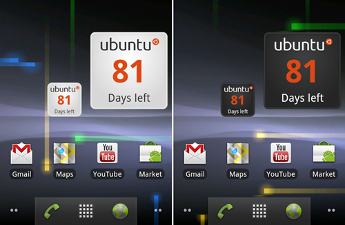 Ubuntu countdown widget til Android
