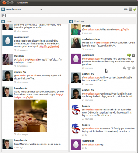 schizobird - a new twitter app for Ubuntu