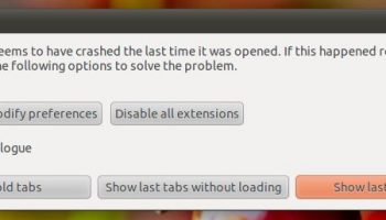 Midori's revamped crash dialog