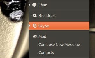 Skype in the Ubuntu messaging Menu