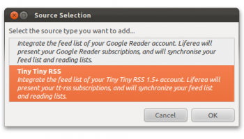 Tiny RSS support has been added to Liferea 1.8