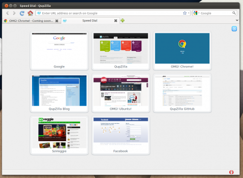 qupzilla 1.1.0 Qupzilla web browser in Ubuntu 11.10
