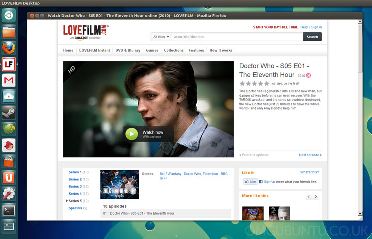 LOVEFiLM running in Ubuntu 12.10 doctor