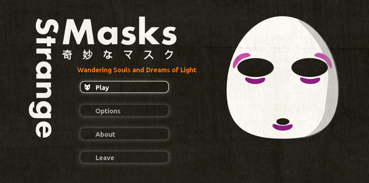 Strange Masks Start Screen open