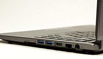 Card slot, USB 3.0 ports, HDMI, ethernet and power jack