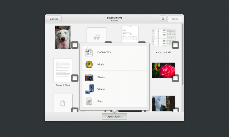 New file selection dialogs will integrate with "content applications".