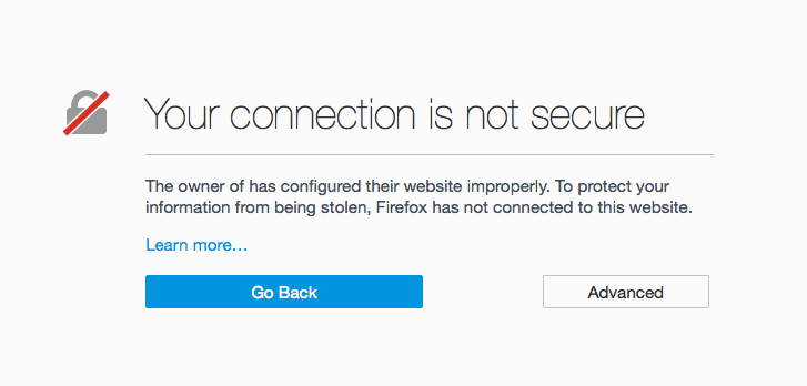 firefox insecure warning page