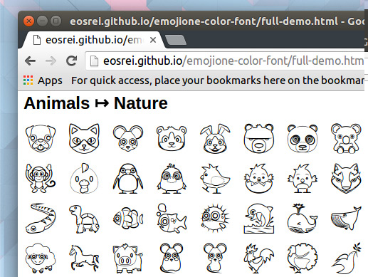 monochrome emoji in chrome browser