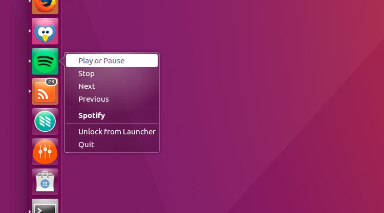 unity quicklist for spotify