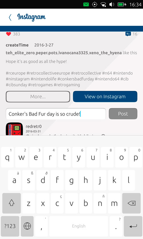 Commenting on an Instagram Post through the Scope UI