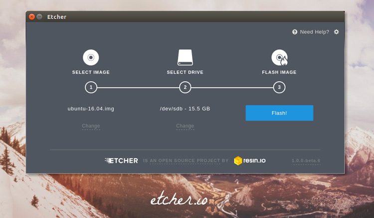 etcher disk burning app ubuntu