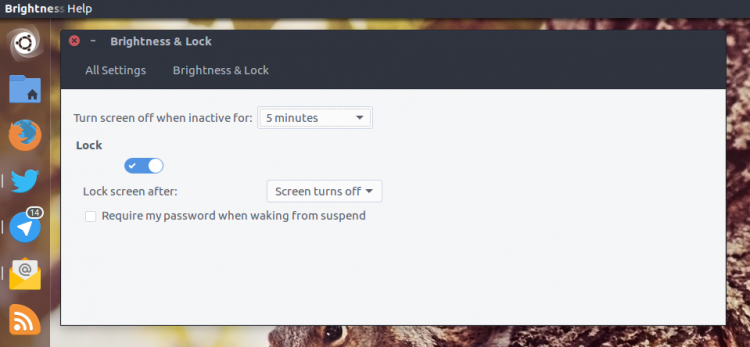 brightness screen lock settings