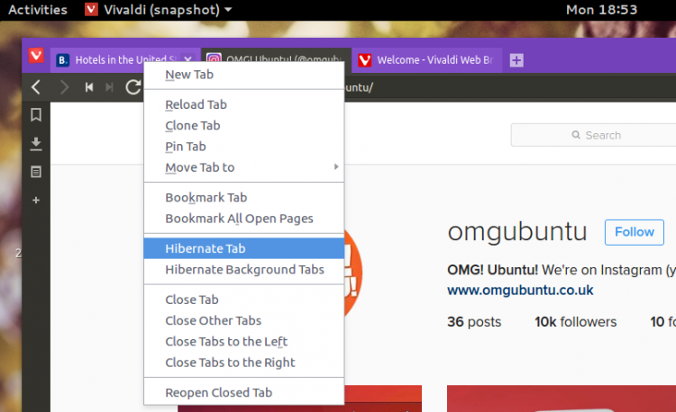Right click on background tabs