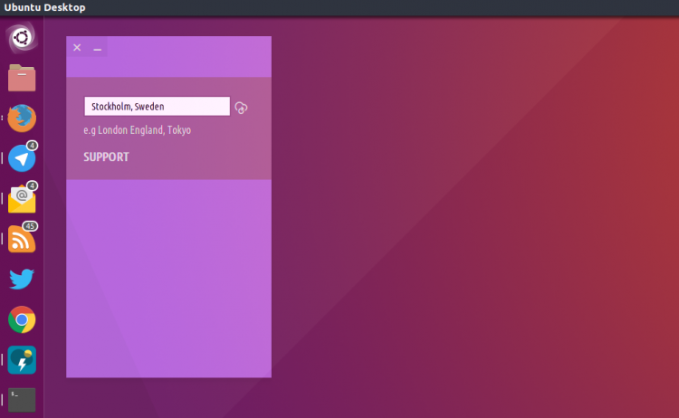 Typhoon weather app running on ubuntu