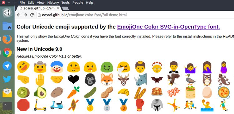 emoji color linux chrome