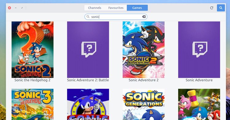 searching for games on twitch