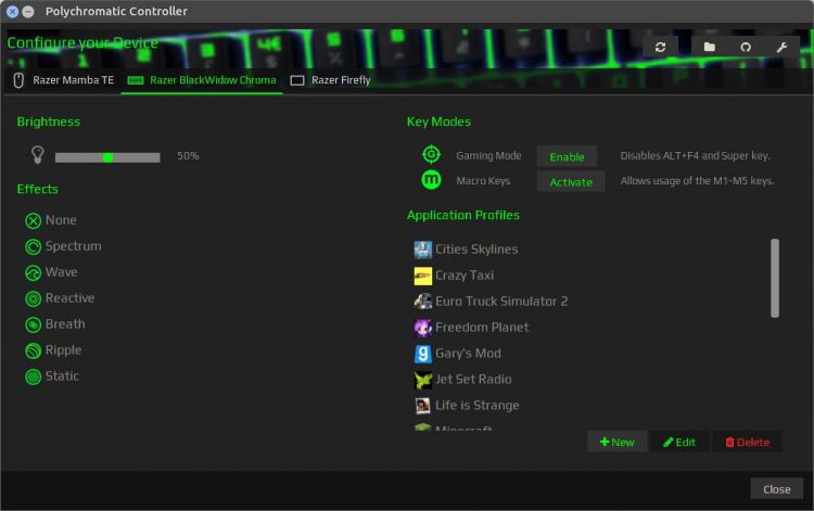 polychromatic controller app for linux