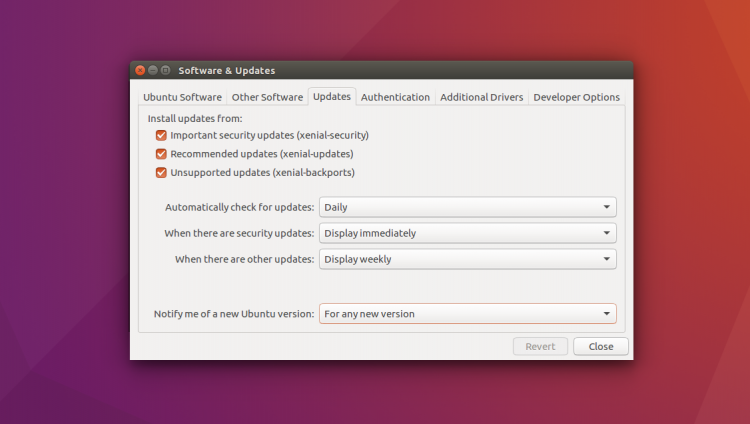 software and updates manager app on ubuntu