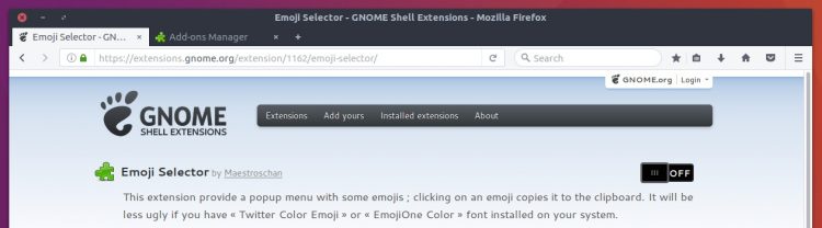 gnome shell extensions webpage