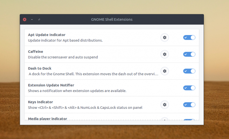 gnome extensions preferences