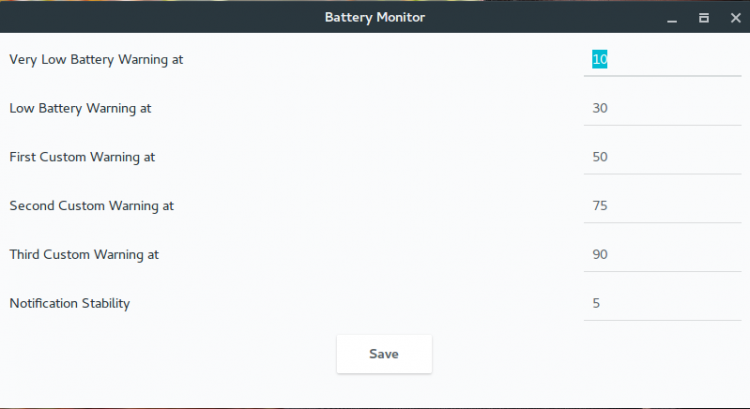 battery monitor settings