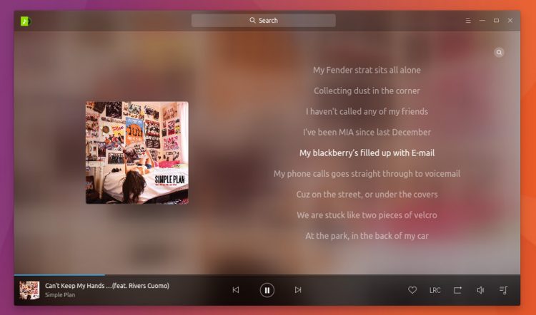 deepin music 3.0 - lyrics mode