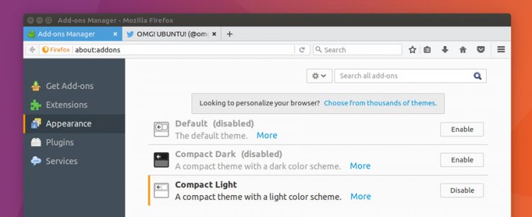 compact light firefox theme
