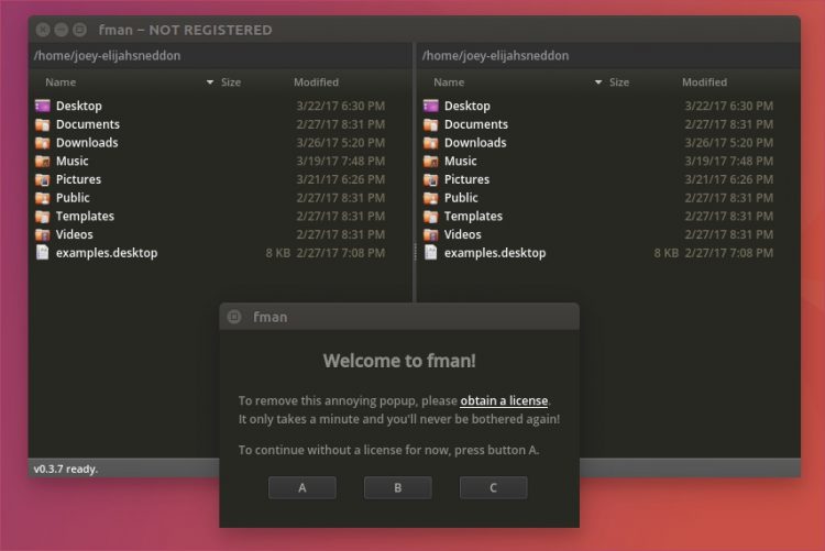 man file manager first run