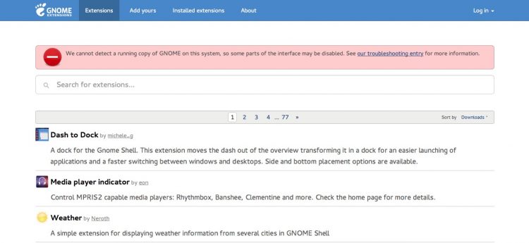 gnome extensions website