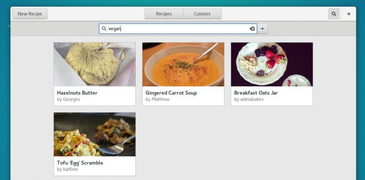 gnome recipes on Ubuntu 17.04