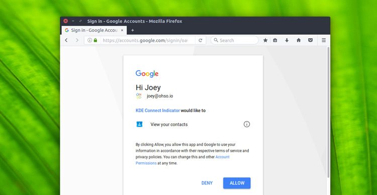 kde connect contact authorisation