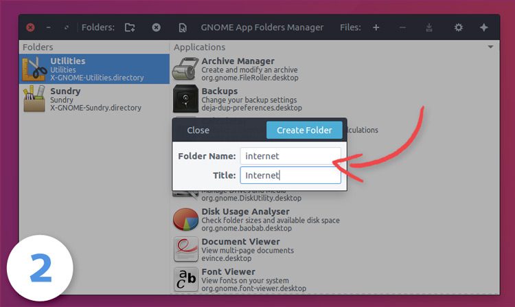 step 2: enter a folder name