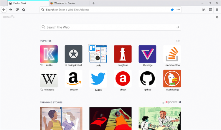 firefox 57 photon start page