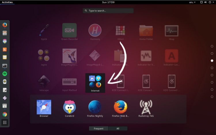 gnome shell app folder for internet apps