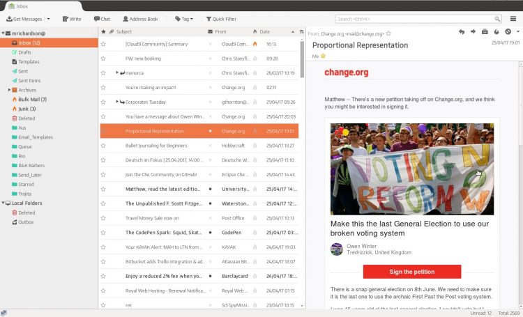 thunderbird light gtk theme