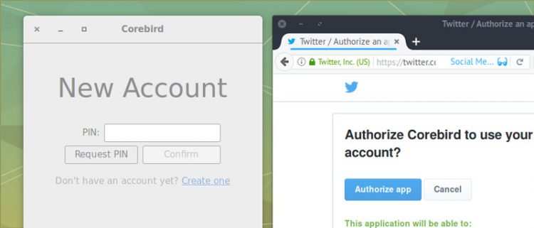 corebird authentication 