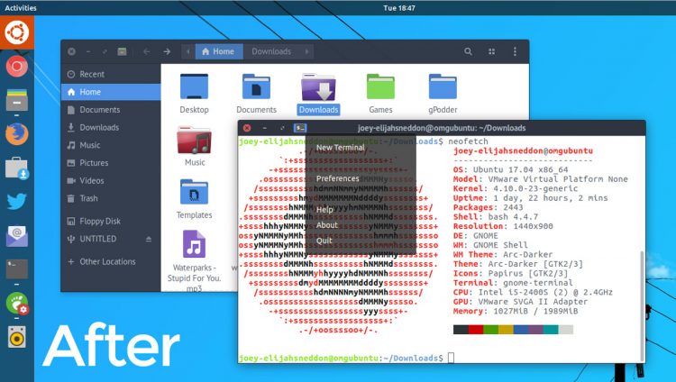 locally integrated gnome menu