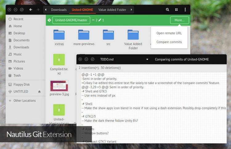 nautilus git integration on ubuntu 17.04