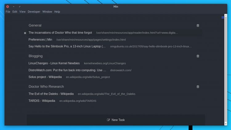 min web browser tasks