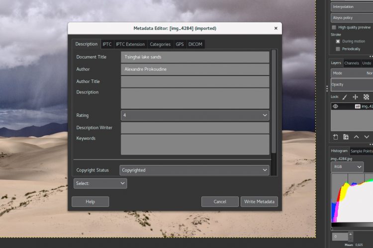 new gimp metadata editor