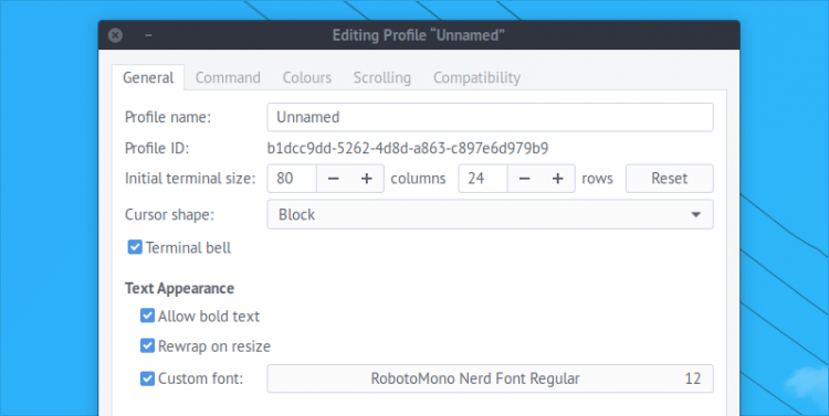 Terminal font settings in Ubuntu 17.10