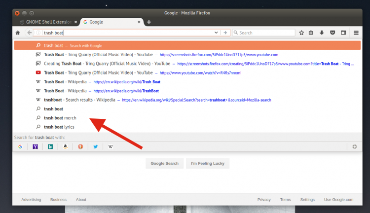 search suggestions in firefox 55