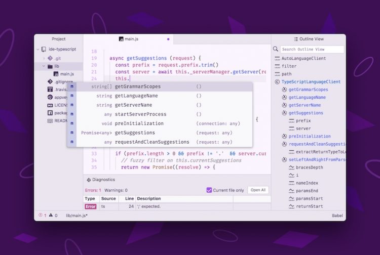 atom IDE screenshot